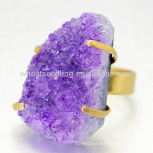 Diseño de la muestra piedra natural amethyst druzy cuprum anillos